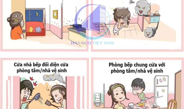 Có nên thiết kế cửa phòng ngủ đối diện bếp không?