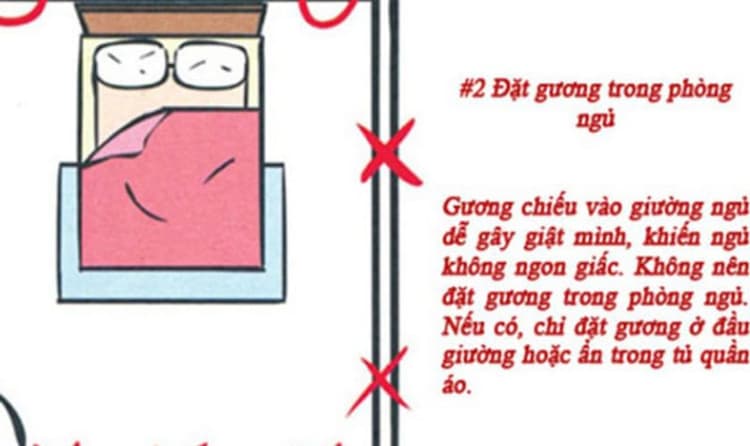 Phong thủy gương trong phòng ngủ trong công trình nhà ở thực tế