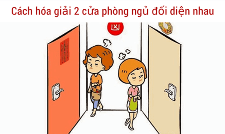 Hóa giải hai cửa phòng ngủ đối diện nhau trong công trình nhà ở thực tế
