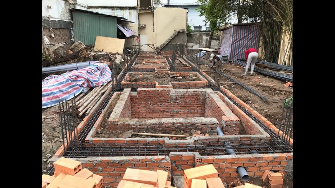 Xây móng nhà bằng gạch