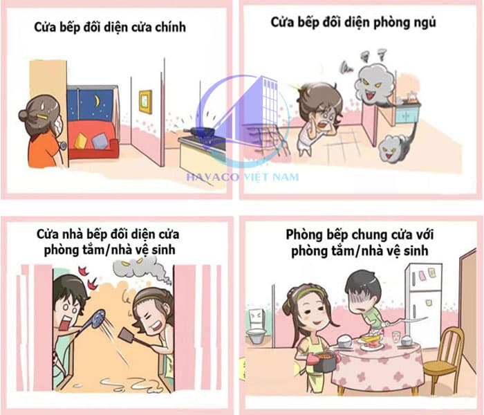 Có nên thiết kế cửa phòng ngủ đối diện bếp không?