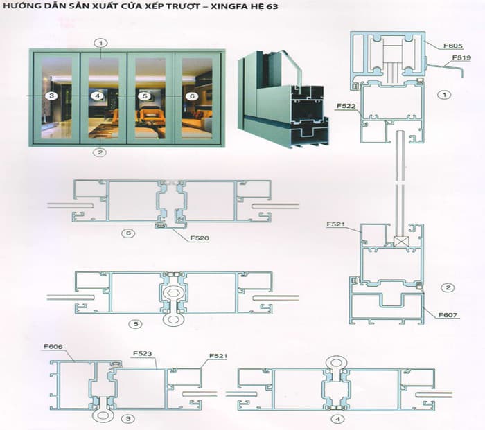 Bản vẽ mặt cắt nhôm Xingfa hệ 55, hệ 65, hệ 93