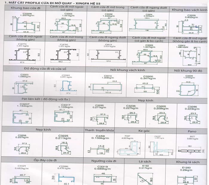 Độ dày nhôm Xingfa