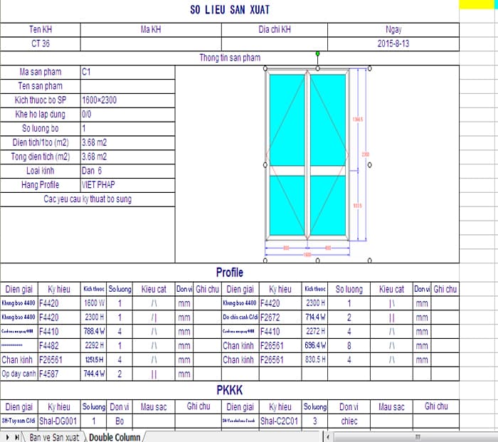 Phần mềm bóc tách cửa nhôm Xingfa, Việt Pháp, PMA