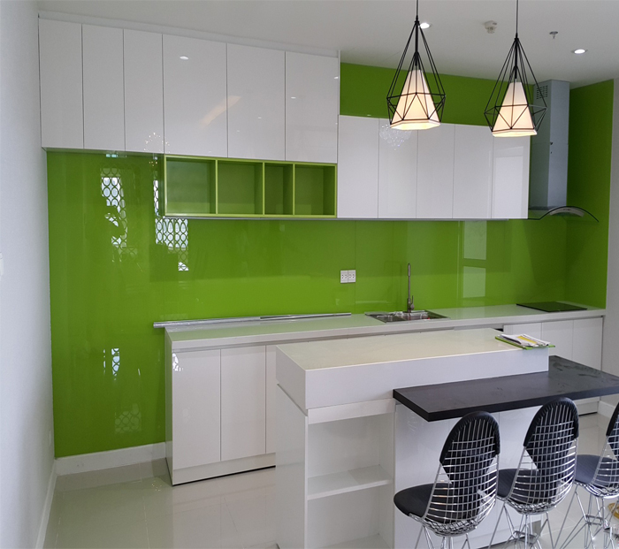 Kính ốp bếp màu xanh lá cây: chọn sao cho đẹp