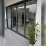 Khu vực ray, bản lề hoặc điểm liên kết chính Cửa nhôm kính tại Sóc Sơn, Hà Nội