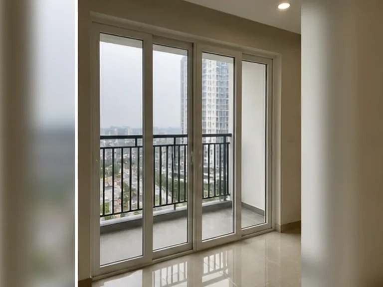 Công trình cửa nhựa lõi thép màu trắng tại Đông Anh