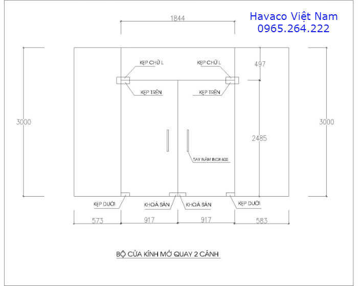 Bản vẽ cad chi tiết cửa kính cường lực